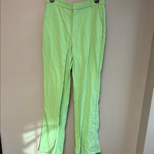 Zara Green Straight Leg Pants Size M Lyocell Blend Lightweight